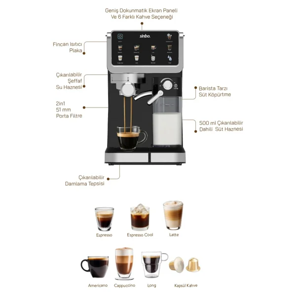 Sinbo Scm-9033 Yarı Otomatik Espresso Makinesi - Görsel 2