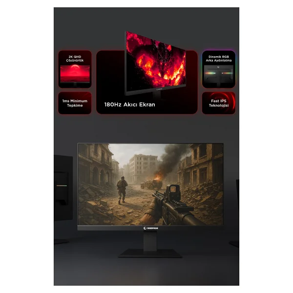 Rampage Miracle Mc27rq180 27'' 1 Ms 2k Pivot Ips 180 Hz Oyuncu Monitörü - Görsel 3