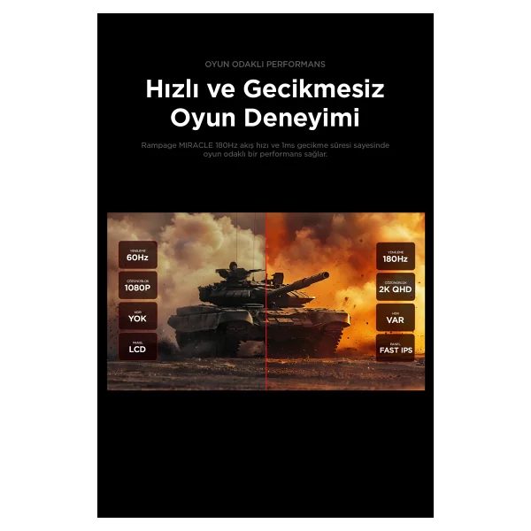 Rampage Miracle Mc27rq180 27'' 1 Ms 2k Pivot Ips 180 Hz Oyuncu Monitörü - Görsel 4