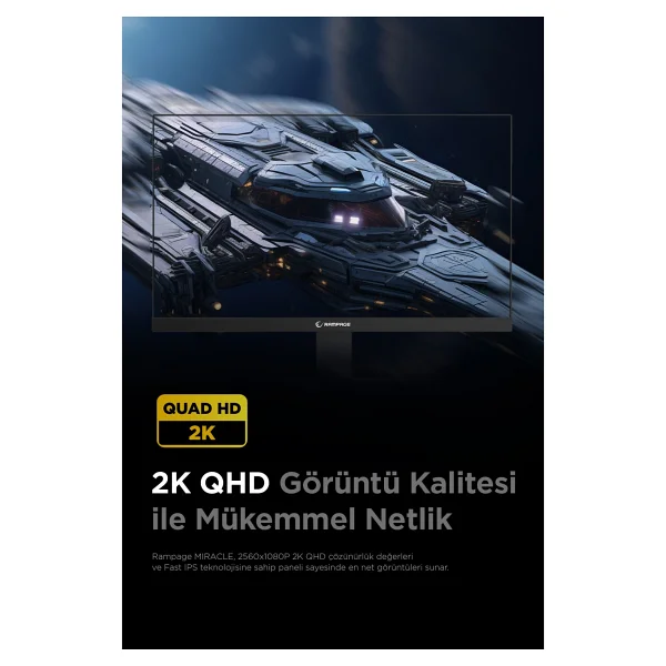 Rampage Miracle Mc27rq180 27'' 1 Ms 2k Pivot Ips 180 Hz Oyuncu Monitörü - Görsel 5