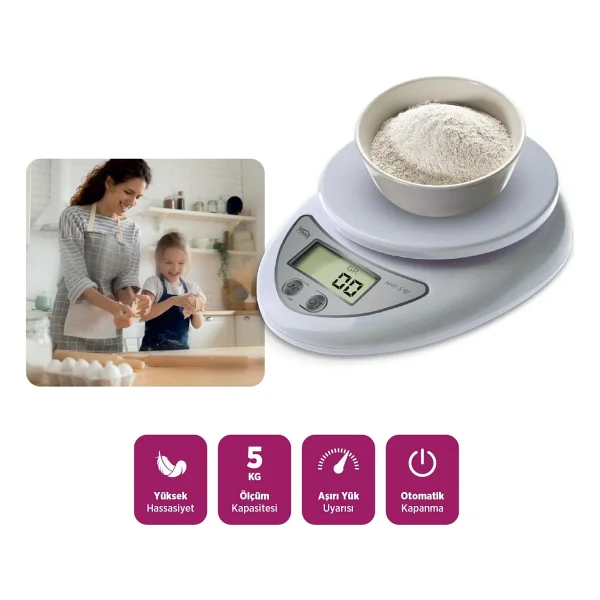 House Pratik Hp53 Dijital Mutfak Tartısı Beyaz - Görsel 4