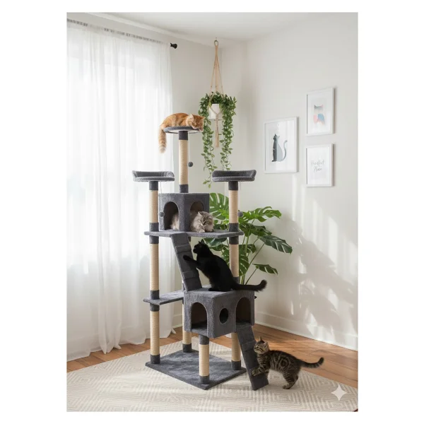 Nursoft Residence Kedi Tırmalama Evi Pembe - Görsel 7