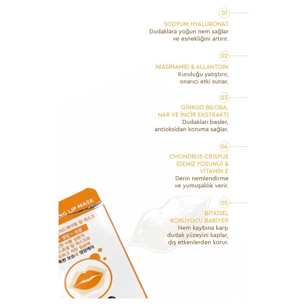 Mjcare Deep Hydrating Lip Mask - Yoğun Nemlendirici Dudak Maskesi 5'li - Görsel 2