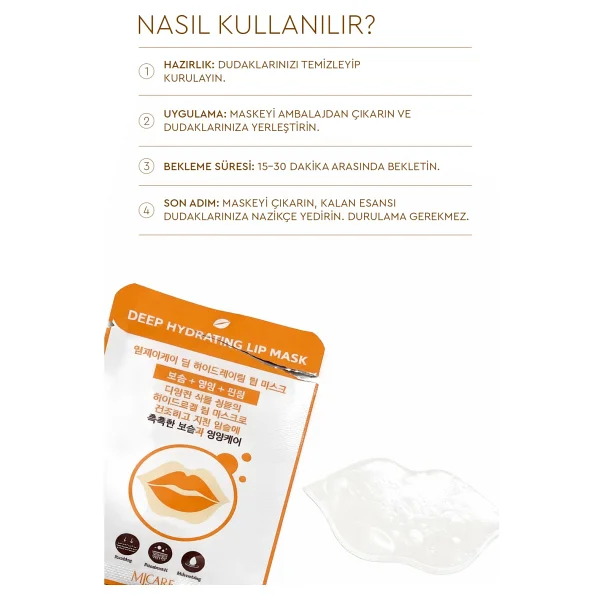 Mjcare Deep Hydrating Lip Mask - Yoğun Nemlendirici Dudak Maskesi 5'li - Görsel 3