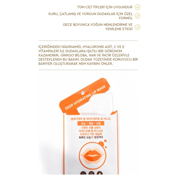 Mjcare Deep Hydrating Lip Mask - Yoğun Nemlendirici Dudak Maskesi 5'li - Görsel 4