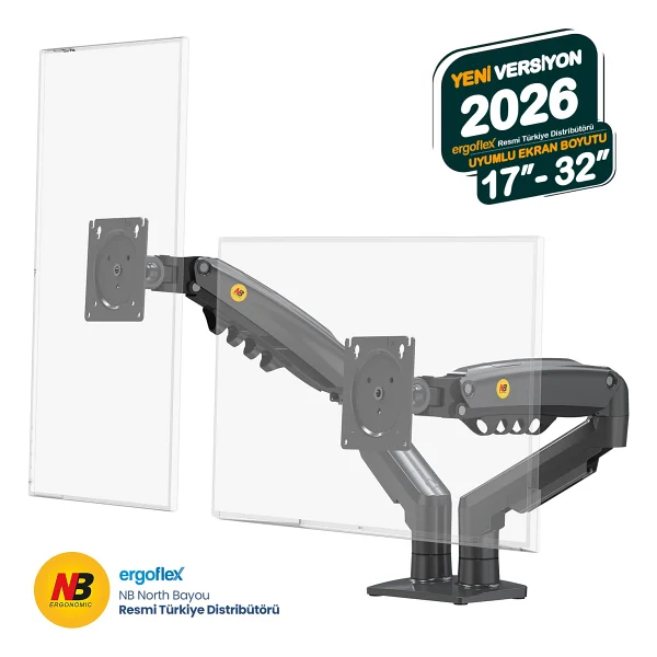North Bayou A5c 17-32 İnç İki Kollu Amortisörlü Monitör Standı - Görsel 10