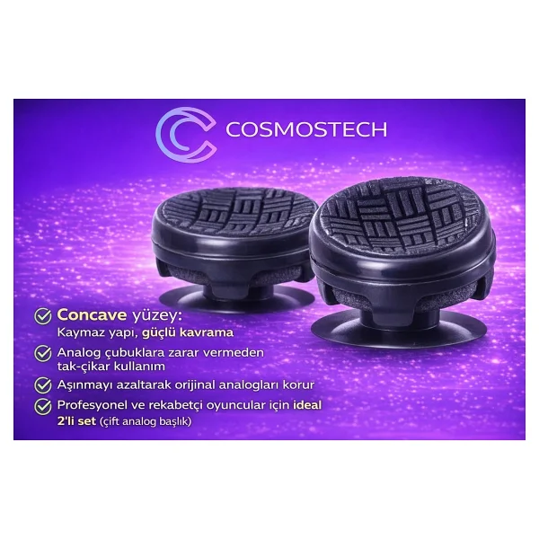 Cosmostech Kontrolfreek Cqcx Ps4 Ps5 Uyumlu Orta Konveks Performans Analog Başlık Seti - Siyah (2 Adet) - Görsel 5