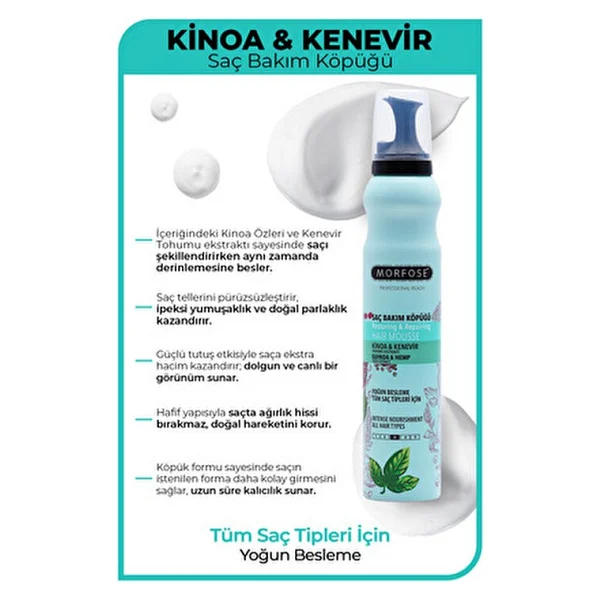 Morfose Kinoa & Kenevir 200 Ml Saç Köpüğü - Görsel 3