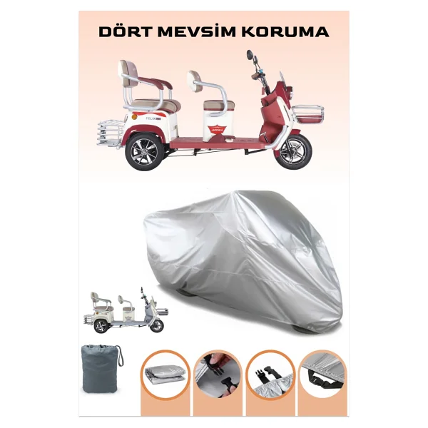 Breen Siyah Arora Felix 3 Teker Motor Brandası, Elektrikli Moped Brandası, 4 Mevsim Koruma - Görsel 5