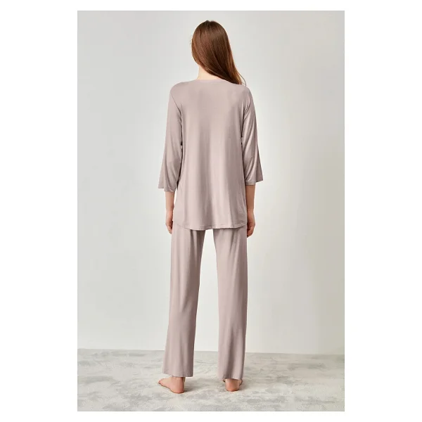 Catherine's Yumuşak Dokulu Hamile Pijama Takımı - Vizon - Görsel 2