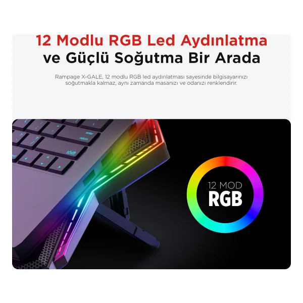 Rampage Ad-Rx44 X-Gale 6 Fanlı Laptop Soğutucu - Görsel 4