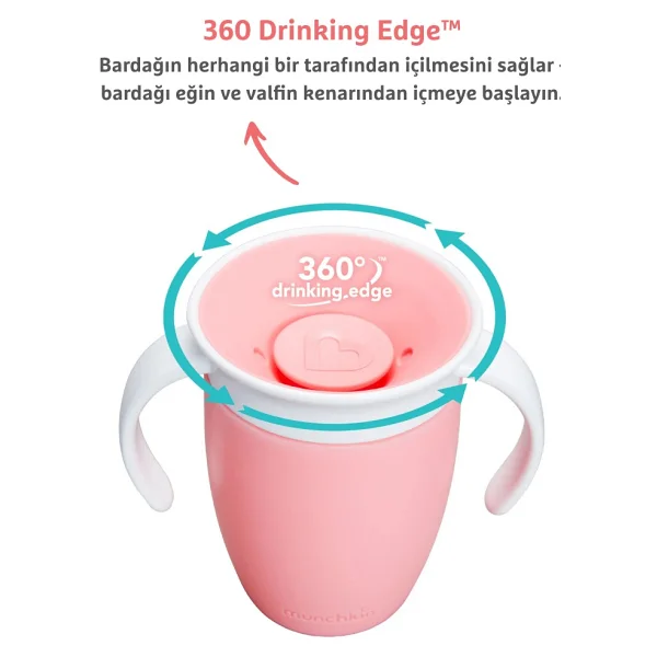Munchkin Mucize 360° Pembe Alıştırma Bardağı 6 Ay+ 207 Ml - Görsel 3
