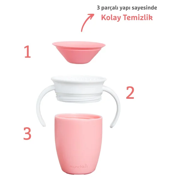 Munchkin Mucize 360° Pembe Alıştırma Bardağı 6 Ay+ 207 Ml - Görsel 4