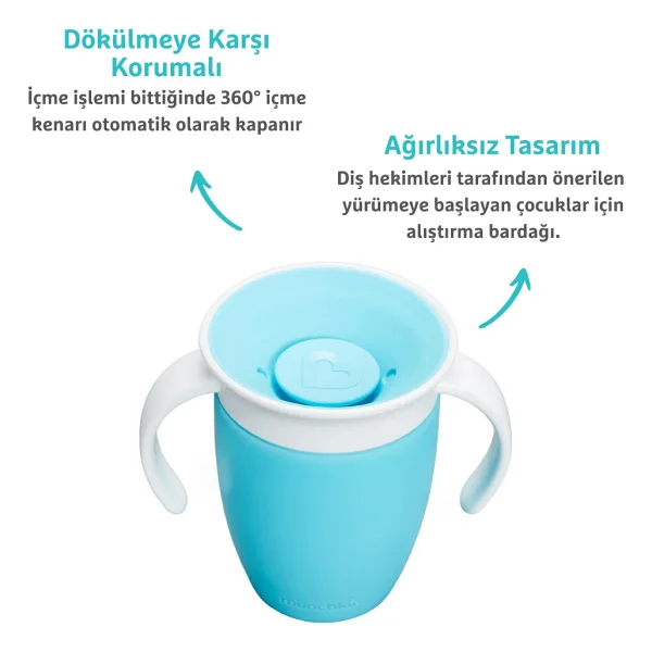 Munchkin Mucize 360° Mavi Alıştırma Bardağı 6 Ay+ 207 Ml - Görsel 7