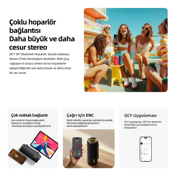 Qcy Sp7 Mavi RGB Bluetooth Hoparlör - Görsel 6