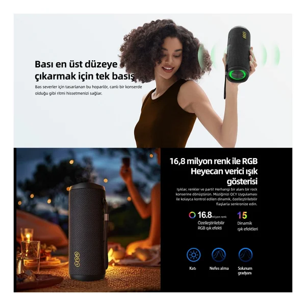 Qcy Sp7 Mavi RGB Bluetooth Hoparlör - Görsel 3