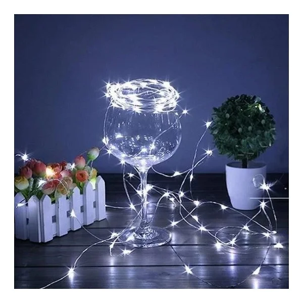 Pilli 5 Metre Dekoratif Peri LED Beyaz Aydınlatma Süsleme Lambası - Görsel 3