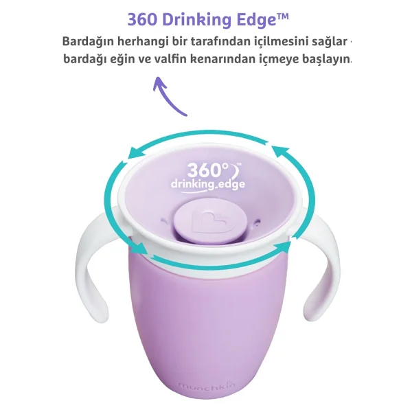 Munchkin Mucize 360° Mor Alıştırma Bardağı 6 Ay+ 207 Ml - Görsel 8
