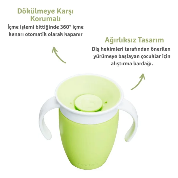 Munchkin Mucize 360° Yeşil Alıştırma Bardağı 6 Ay+ 207 Ml - Görsel 2