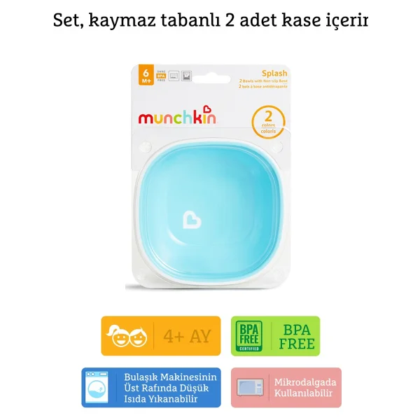 Munchkin 2'li Sıçramayı Engeleyen Kase 6ay+ Mavi-Yeşil - Görsel 8