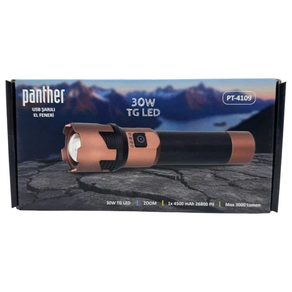 Panther Pt-4109 3000 Lümen LED Şarjlı El Feneri - Görsel 6