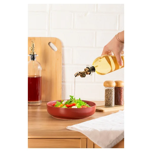Porsima 3890 Gold Sızdırmaz Kapaklı Cam 2li Yağlık Sirkelik Yağdanlık Seti 500+500 Ml - Görsel 4