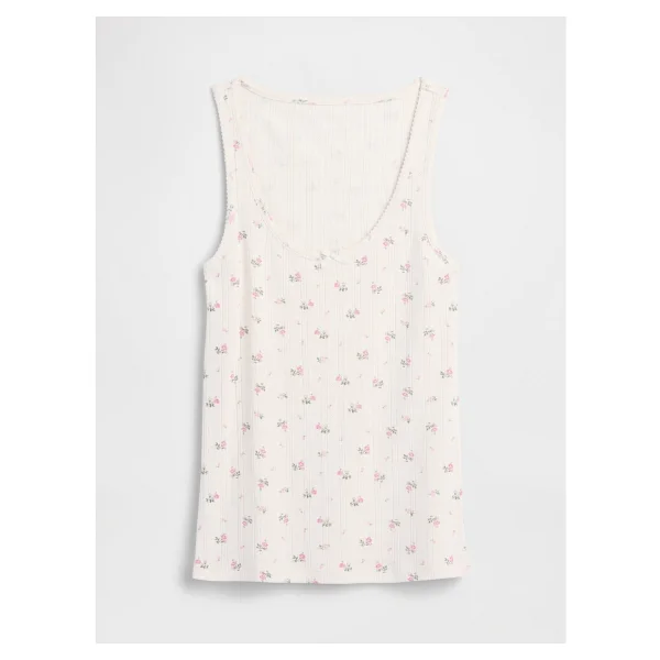 Gap Kadın Çiçek Desenli Pointelle Scoopneck Tank Pijama Üstü - Görsel 2