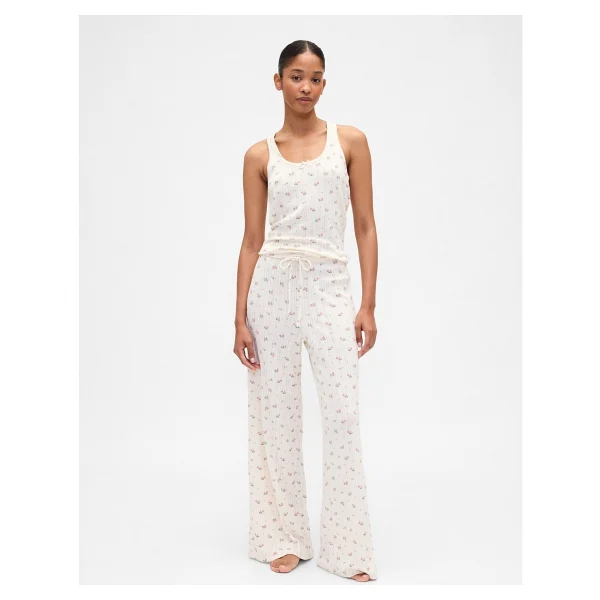 Gap Kadın Çiçek Desenli Pointelle Scoopneck Tank Pijama Üstü - Görsel 3