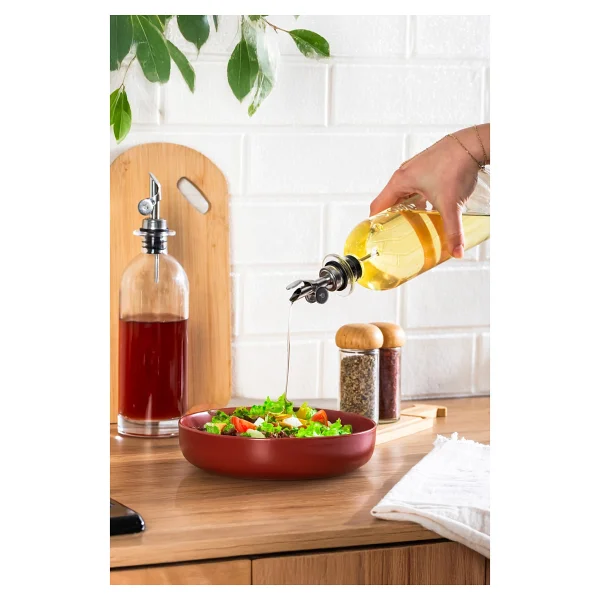 Porsima 3890-1 Gümüş Sızdırmaz Kapaklı Cam 2li Yağlık Sirkelik Yağdanlık Seti 500+500 ml - Görsel 8