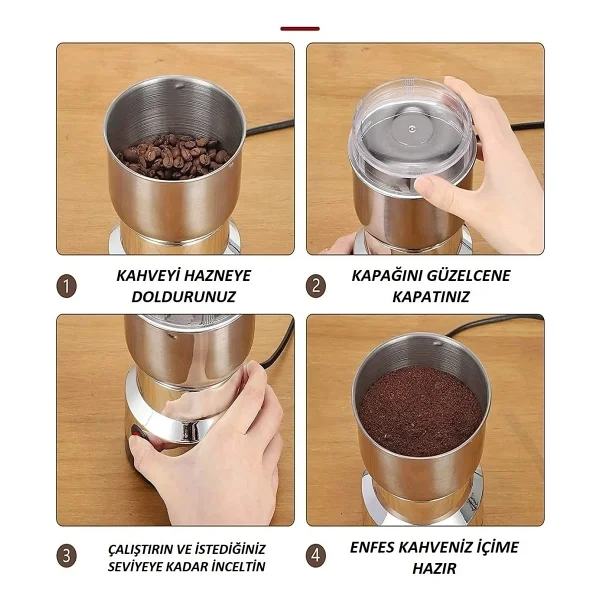 Kitchen Stuff Elektrikli Kahve Ve Baharat Öğütücü Çelik Öğütücü - Görsel 3