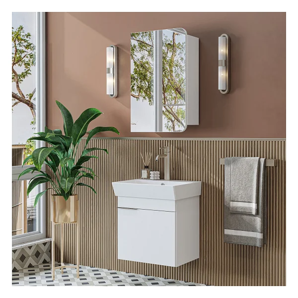 Roomart Likya Mdflam Tek Kapaklı Lavabolu 49 Cm Banyo Dolabı + Üst Dolabı, Mini Lavabolu Banyo Dolabı Takımı Beyaz - Görsel 10