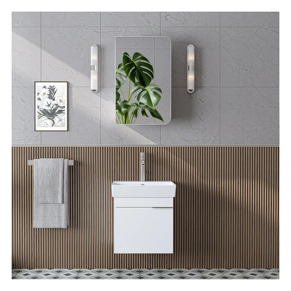 Roomart Likya Mdflam Tek Kapaklı Lavabolu 49 Cm Banyo Dolabı + Üst Dolabı, Mini Lavabolu Banyo Dolabı Takımı Beyaz - Görsel 6