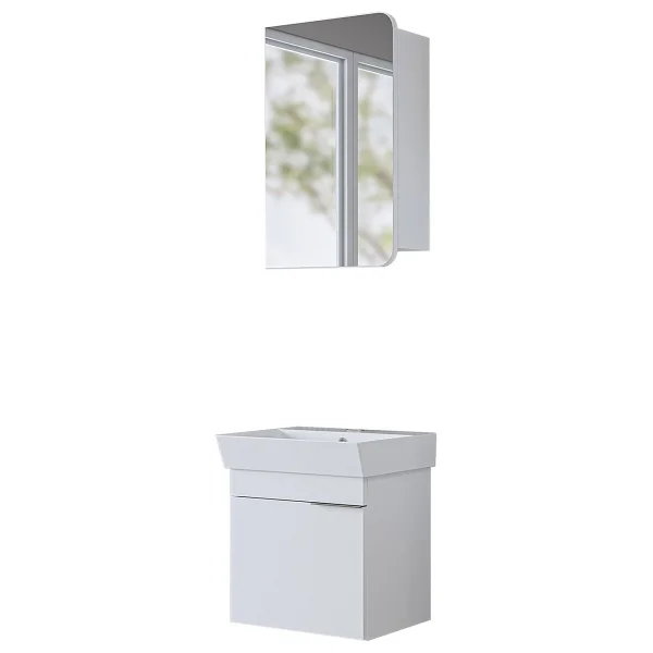 Roomart Likya Mdflam Tek Kapaklı Lavabolu 49 Cm Banyo Dolabı + Üst Dolabı, Mini Lavabolu Banyo Dolabı Takımı Beyaz - Görsel 7