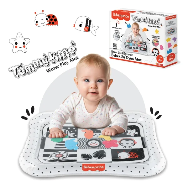 Fisher-Price Fisher Price-Dıytoy Tummy Time Zeka Geliştirici Görsellerle Su Matı - Siyah - Beyaz - 63 X 47 Cm - Görsel 6
