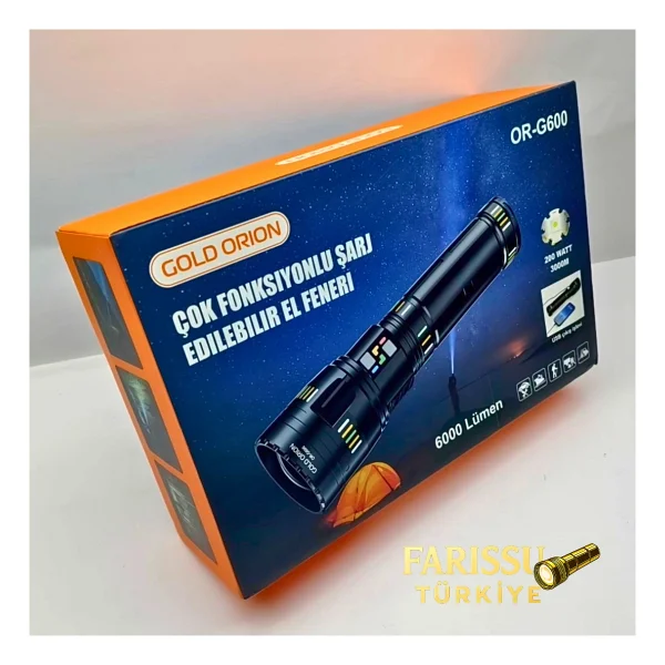Gold Orion Or-G600 6000 Lümen LED Şarjlı El Feneri - Görsel 8