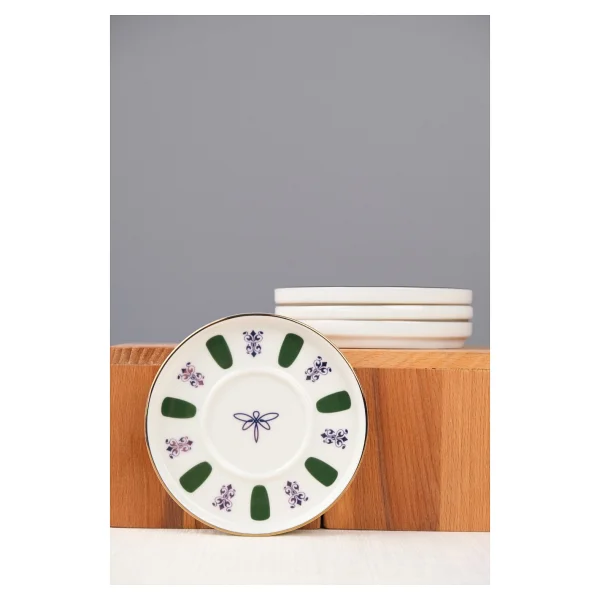 Tabak Evi Acem Zade 12.5 cm 4'lü Porselen Çay Tabağı - Görsel 7