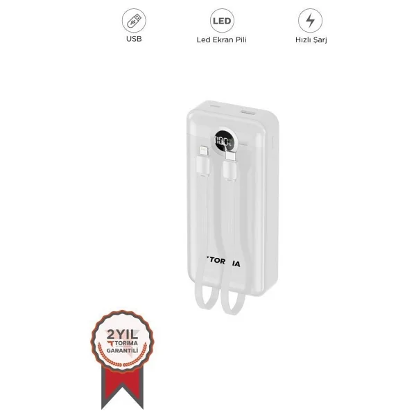 Torima Trm-1025 Beyaz 20000 mAh Hızlı Şarj Powerbank - Görsel 8