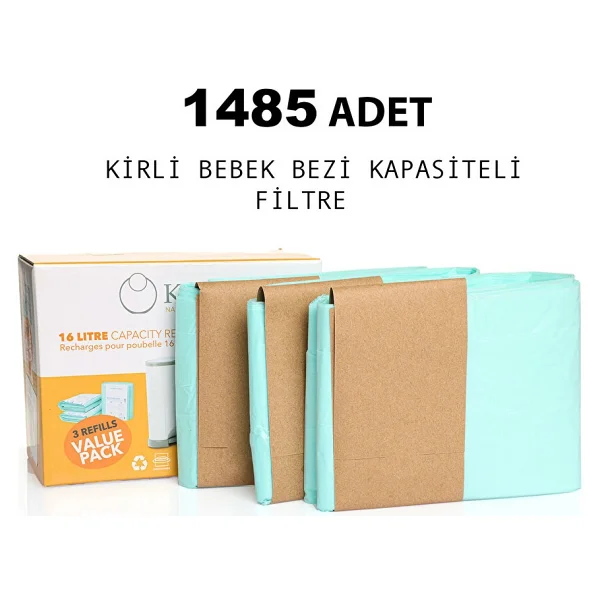 Korbell 3 X 495 Adet Kirli Bebek Bezi Kapasiteli Çöp Poşeti (5 Adet) - Görsel 2