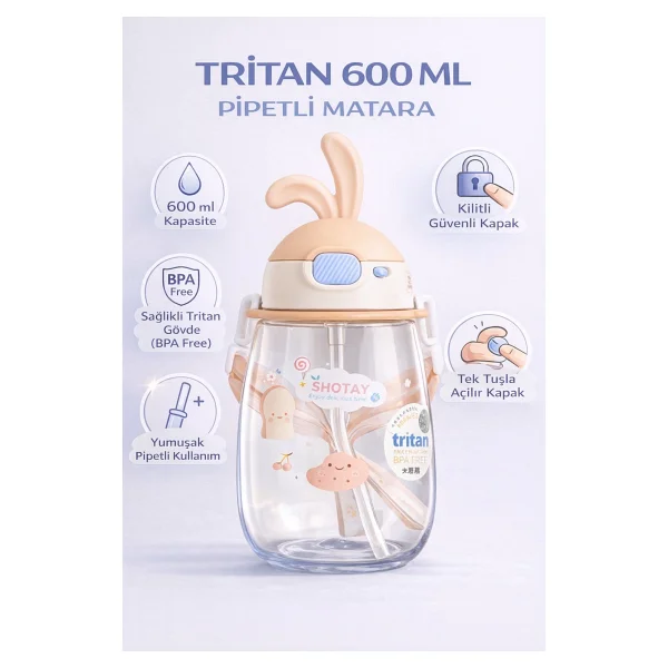 Shotay St-7008 Rabbit Beyaz 600 Ml Tritan Matara - Görsel 9