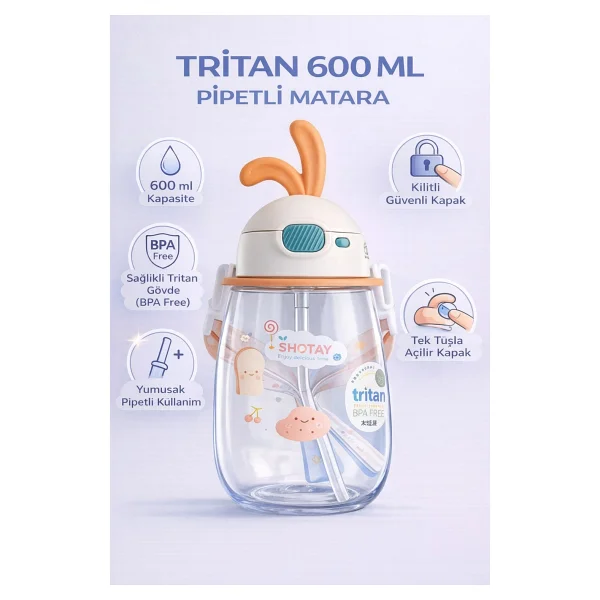 Shotay St-7008 Rabbit Beyaz 600 Ml Tritan Matara - Görsel 8