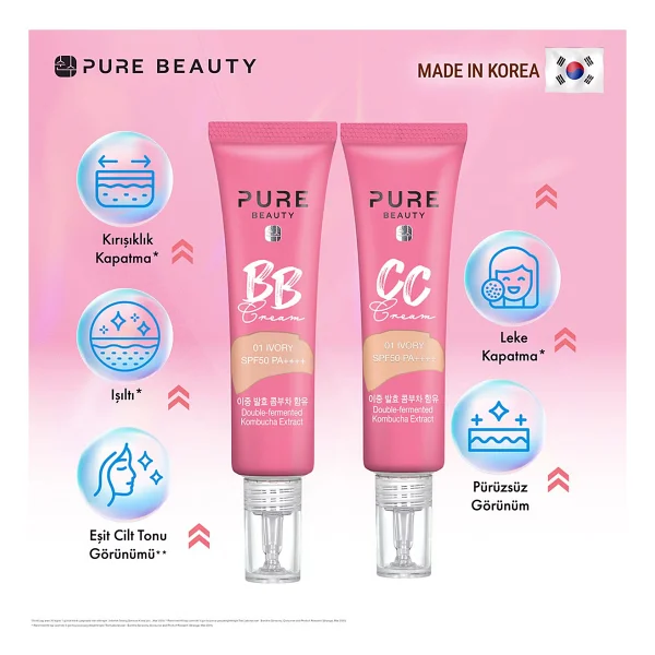 Pure Beauty Bb Krem 30 Ml Spf50 Pa++++ Tüm Cilt Tipleri İçin Canlandırıcı Etki Ve Kombucha İçeriği - Görsel 8