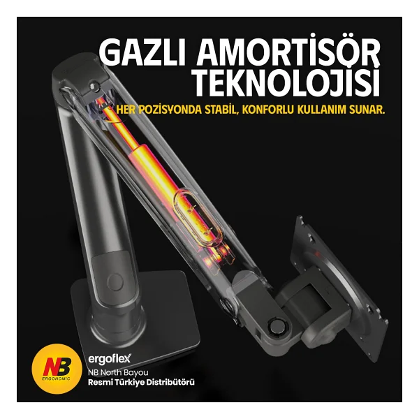 North Bayou F80 17-32 İnç Tek Kollu Amortisörlü Monitör Standı - Görsel 2