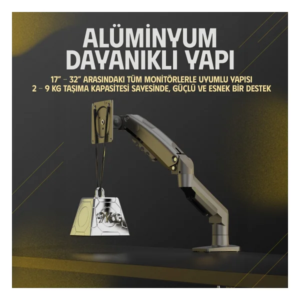 North Bayou F80 17-32 İnç Tek Kollu Amortisörlü Monitör Standı - Görsel 7