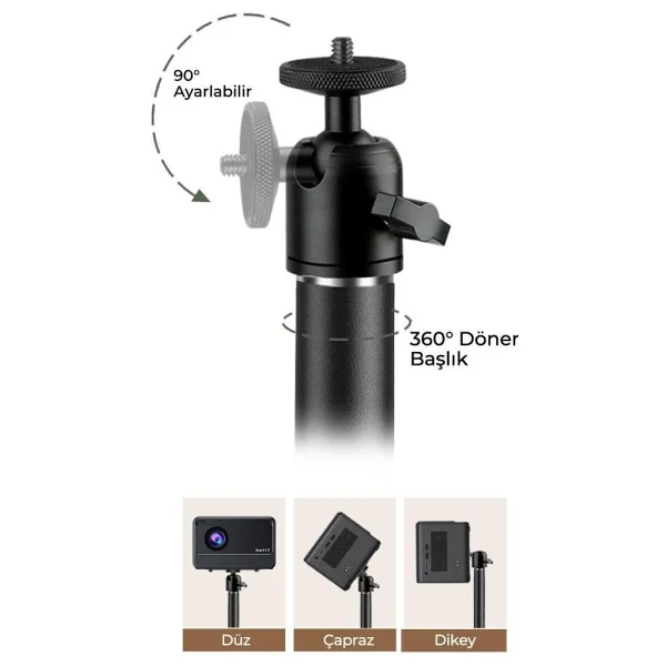 Electroon Ayaklı Projeksiyon Tripod 90 - 135cm Ayarlanabilir Yükseklik Portatif Ayarlanabilir Projeksiyon Standı - Görsel 5