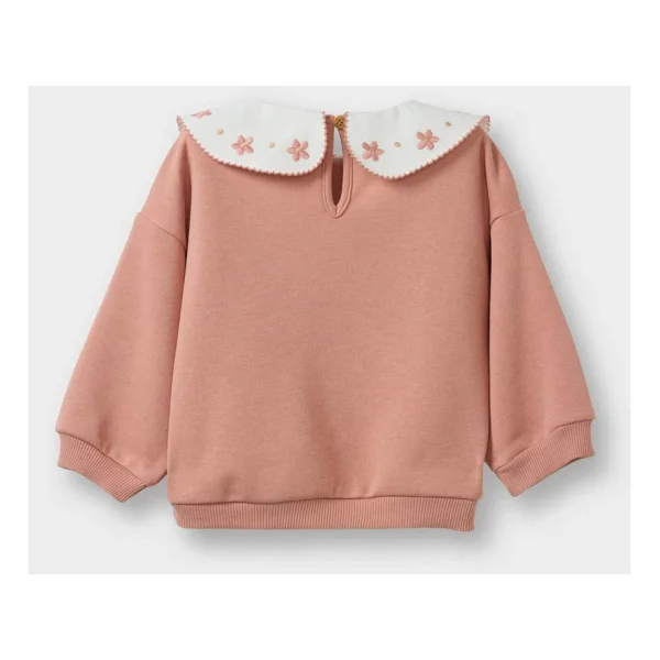 DeFacto Oversize Geniş Kalıp Büyük Yaka Çiçekli İçi Yumuşak Tüylü Sweatshirt Kız Bebek G6838A525CW - Pembe-PN10 - 9 - 12 Ay - Görsel 6