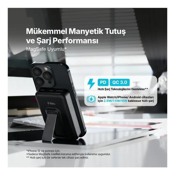 Ttec Recharger M 2bb240s 10000 mAh Hızlı Şarj Magsafe Powerbank - Görsel 2