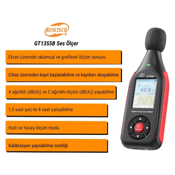Benetech Gt1355b Desibel Ölçer - Görsel 4