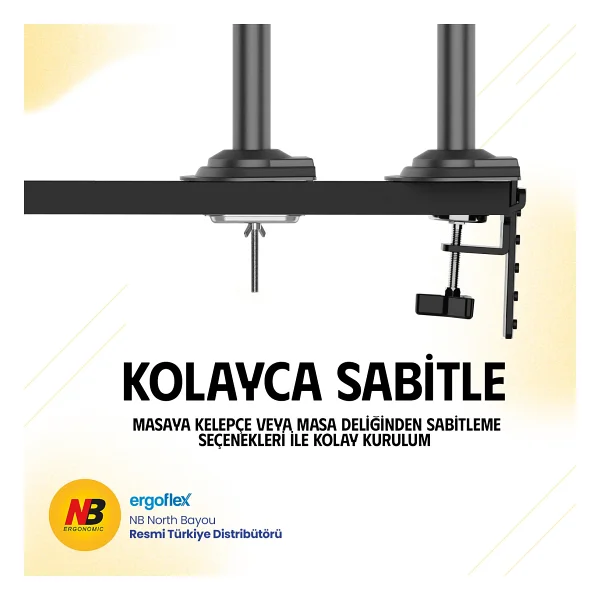 North Bayou H100 17-32 İnç Tek Kollu Amortisörlü Monitör Standı - Görsel 4