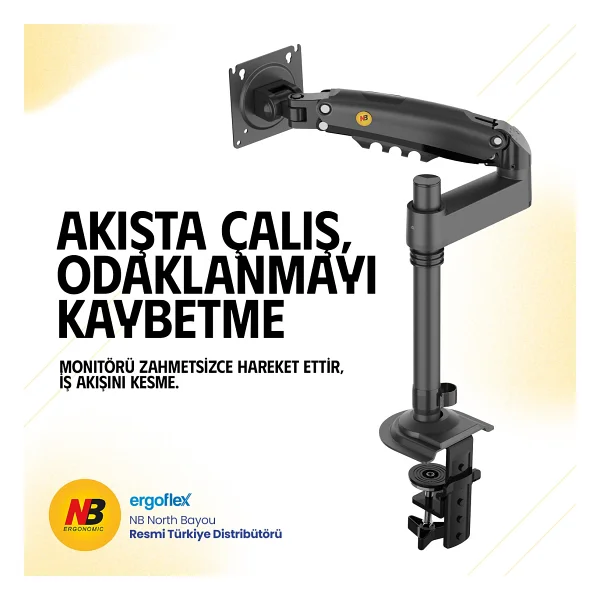 North Bayou H100 17-32 İnç Tek Kollu Amortisörlü Monitör Standı - Görsel 6