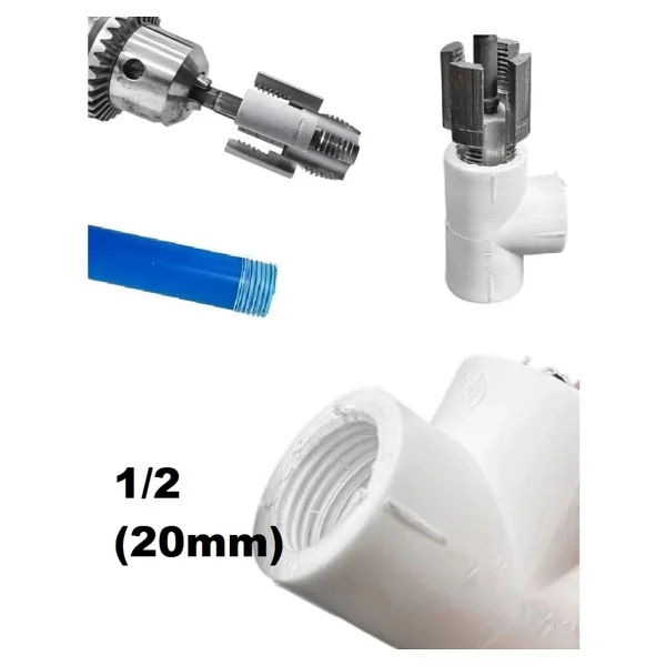 Depolife Pvc Pprc Boru Kesme Makası İç Ve Dış Diş Açma Aparatı 1/2" (20mm) Yiv Paso Açma Anahtarı Rayba Pafta - Görsel 4